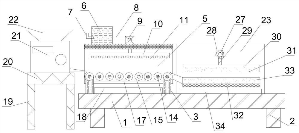 Building material product forming and cooling device