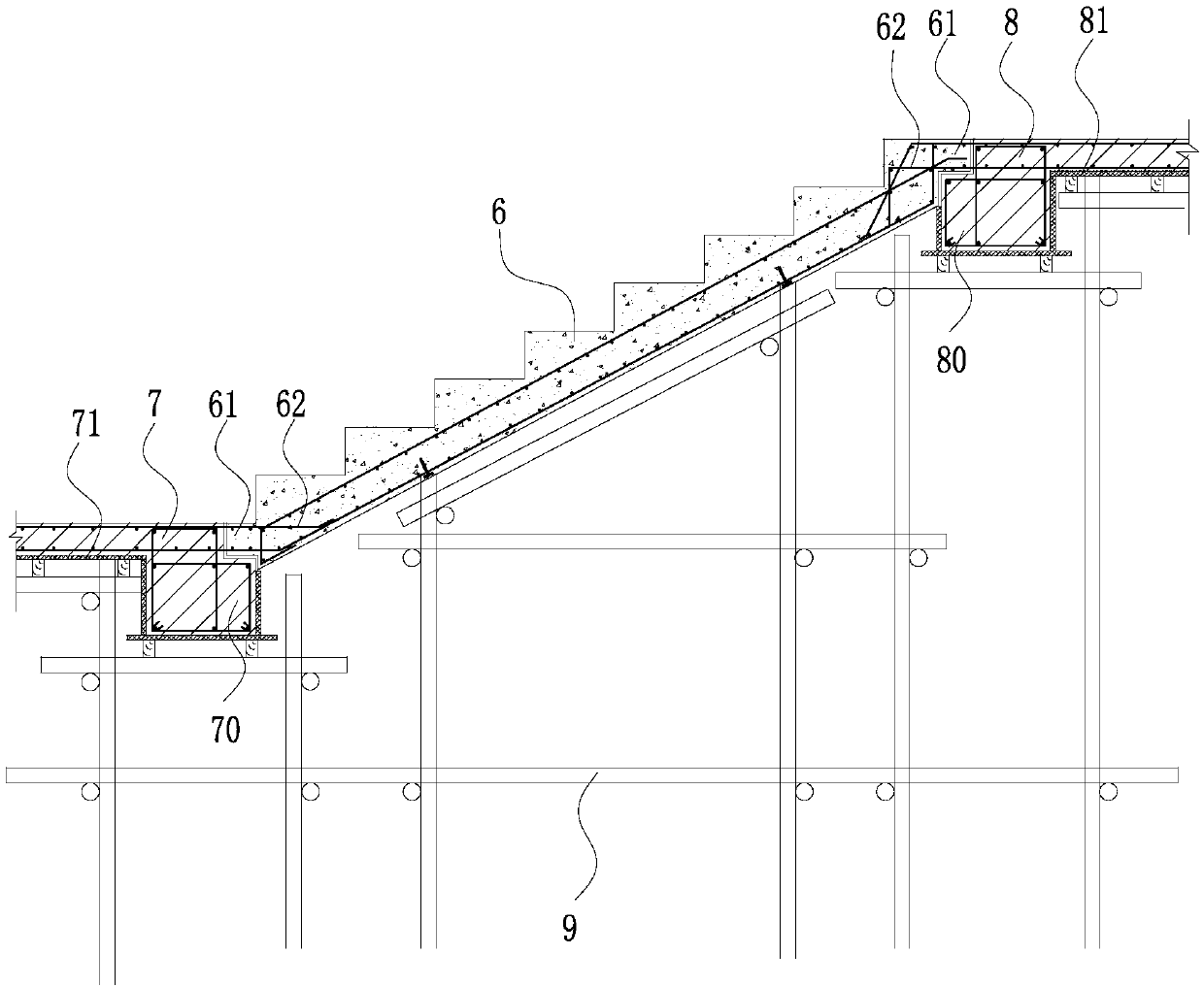 Construction method of prefabricated part and cast-in-place column assembly integral concrete frame structure
