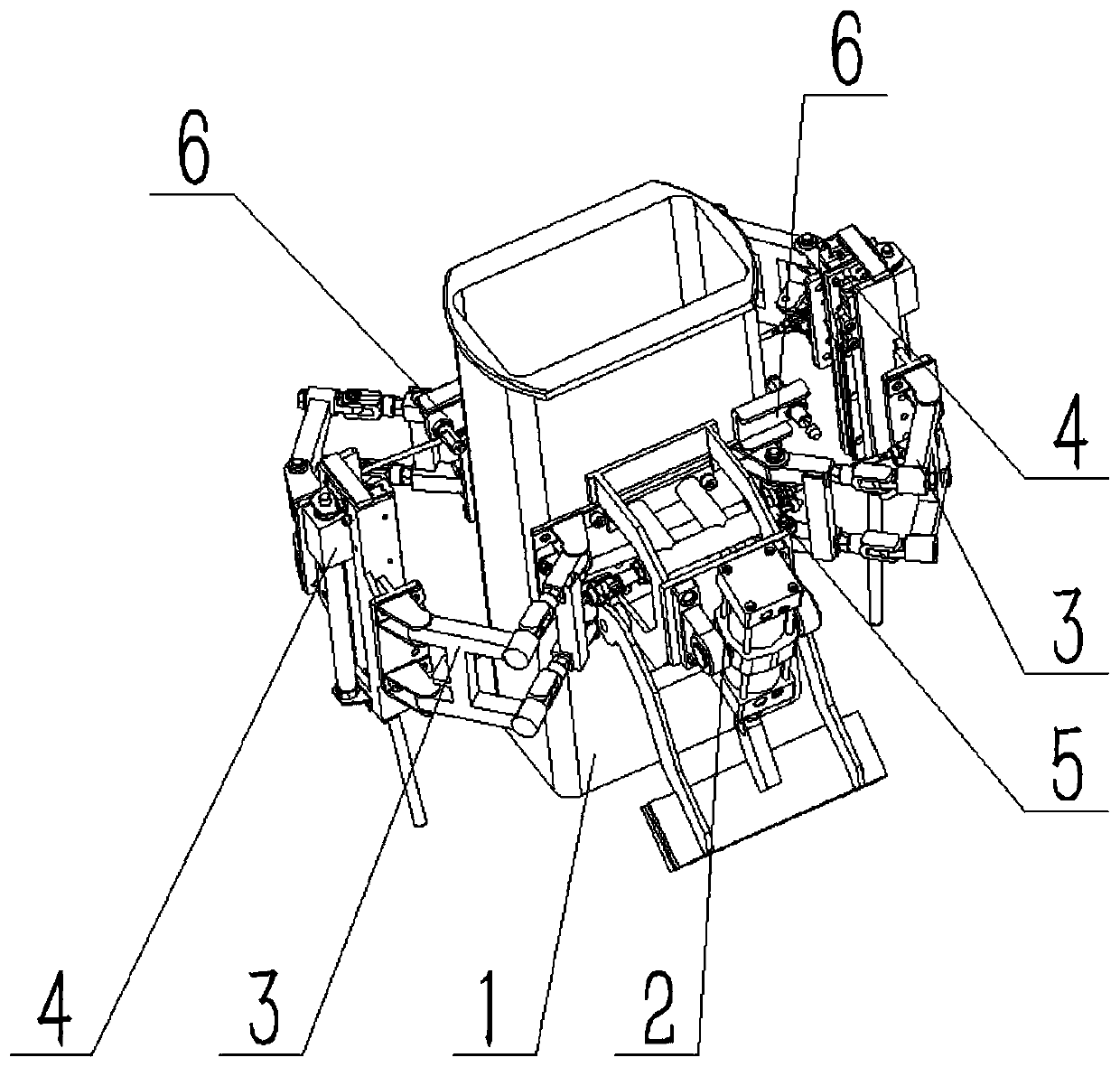 Bag supporting device for sleeve type inner-and-outer-bag material packaging full-automatic line