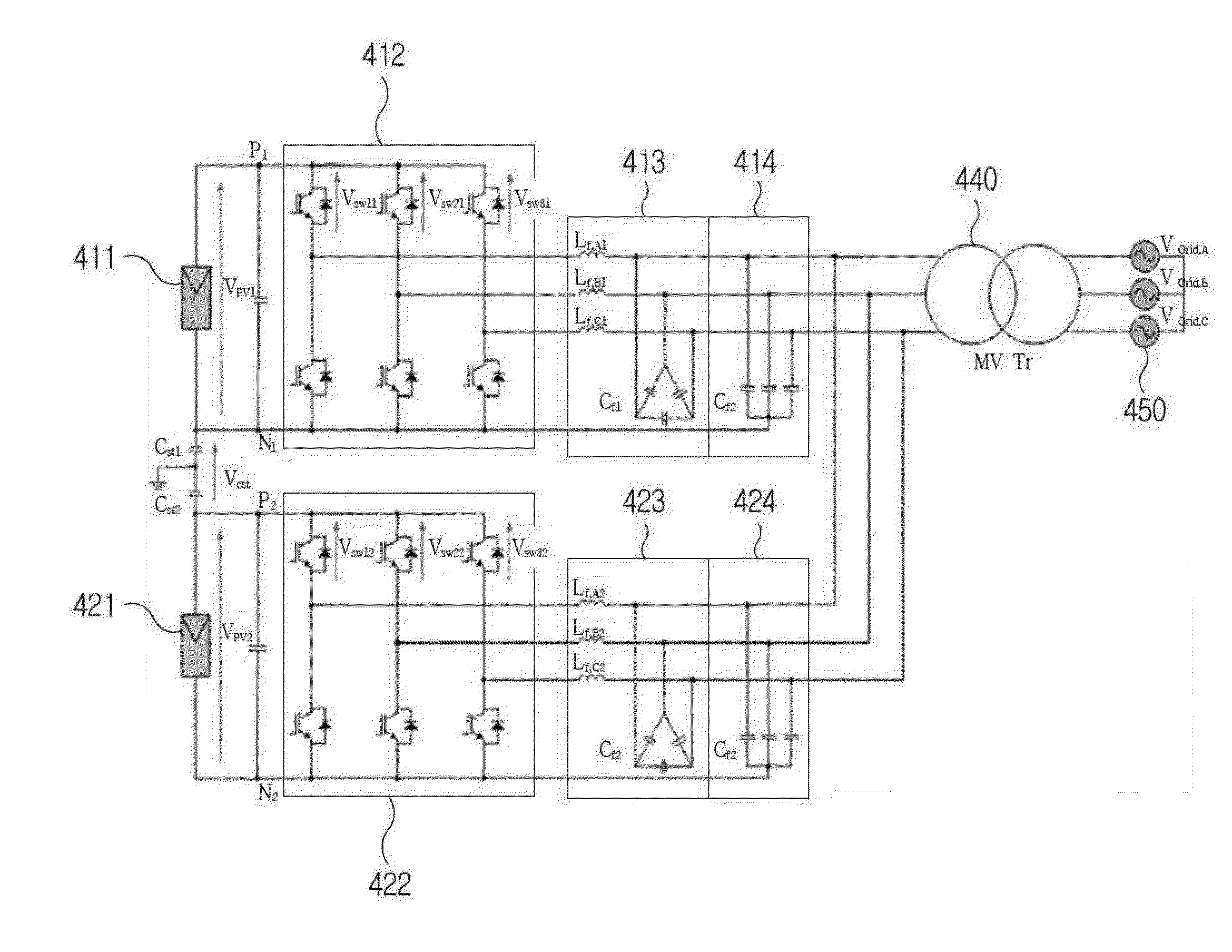 Photovoltaic generation system using parallel inverter connected grid