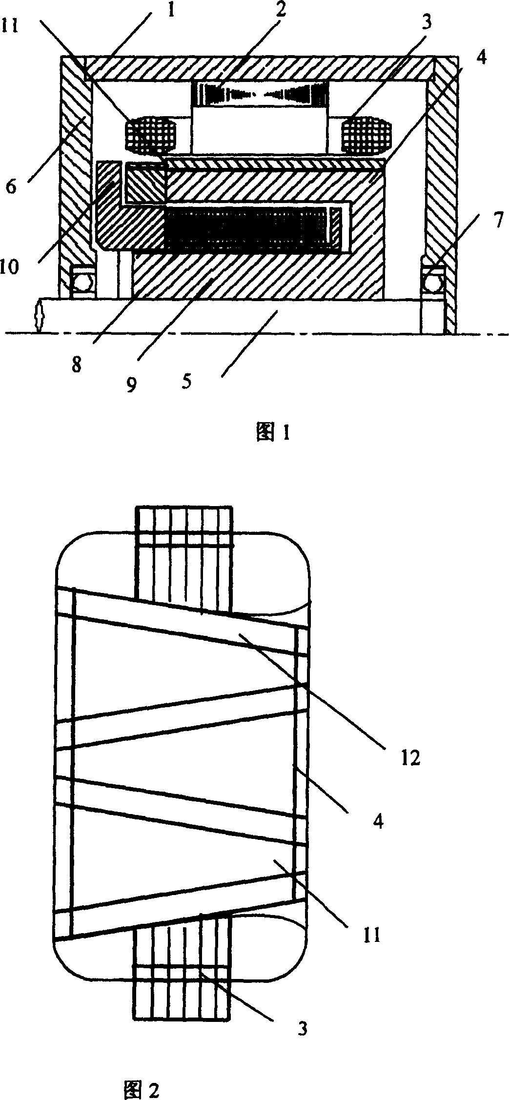 Hybrid-exciting brush-free claw-pole motor