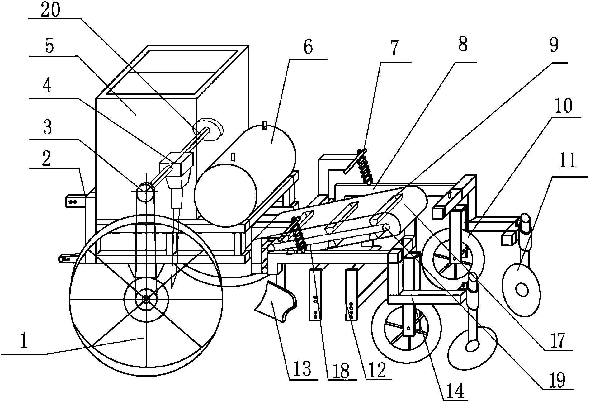 Four-wheeled film mulching machine