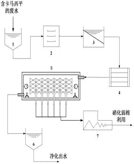 Treatment system for removing carbamazepine in wastewater