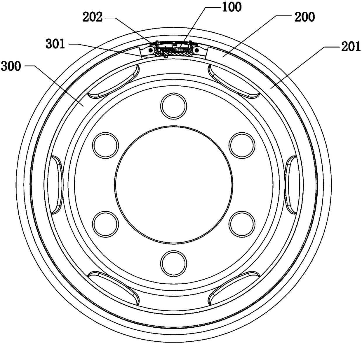 Tire burst safety device, vehicle, and detection method of vehicle tires