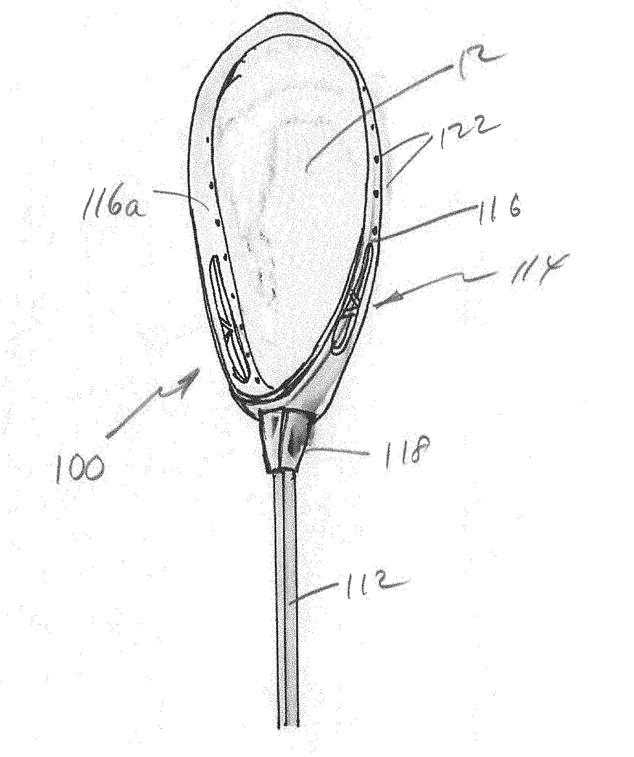 Lacrosse goalie stick head with forward offset