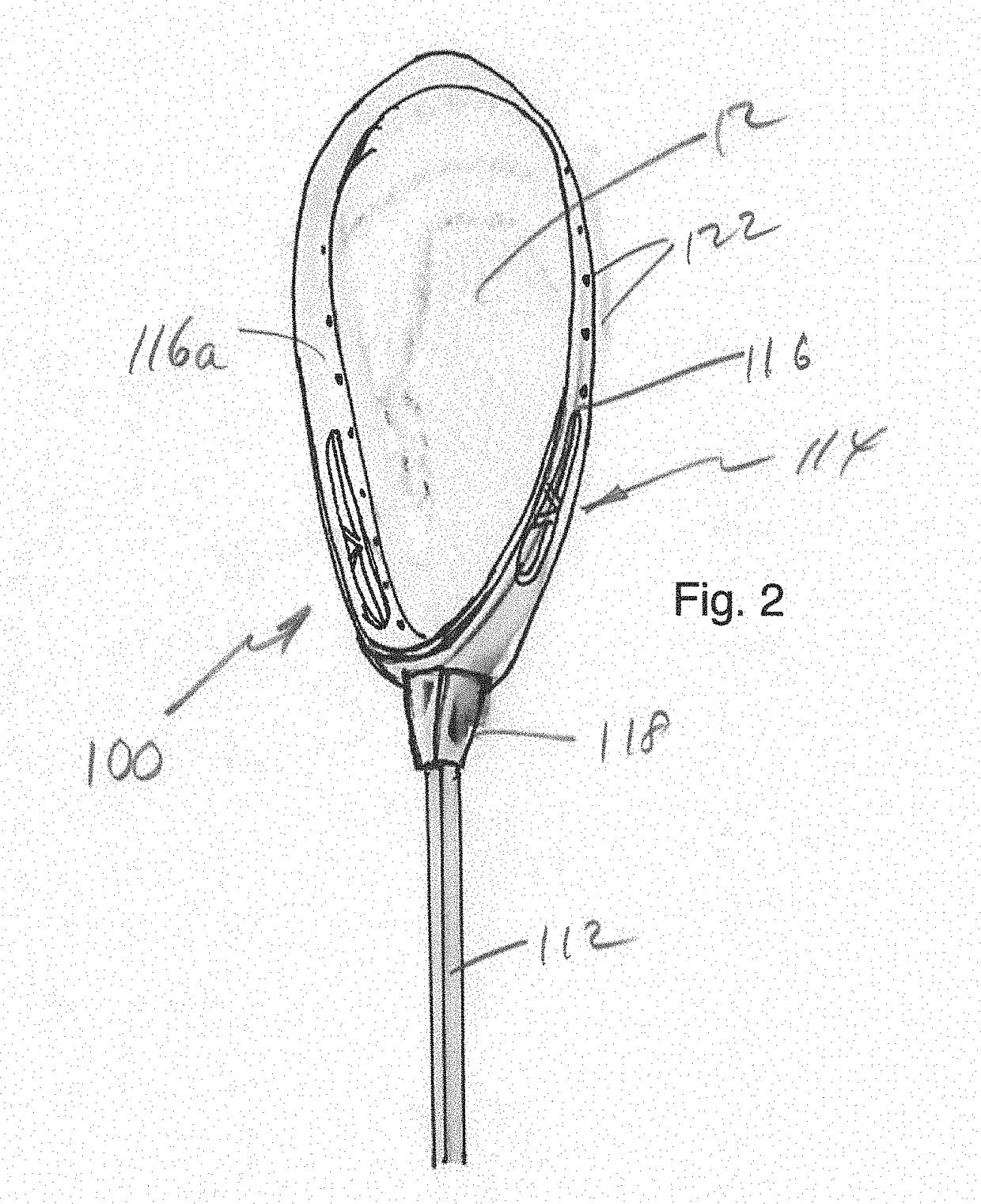 Lacrosse goalie stick head with forward offset