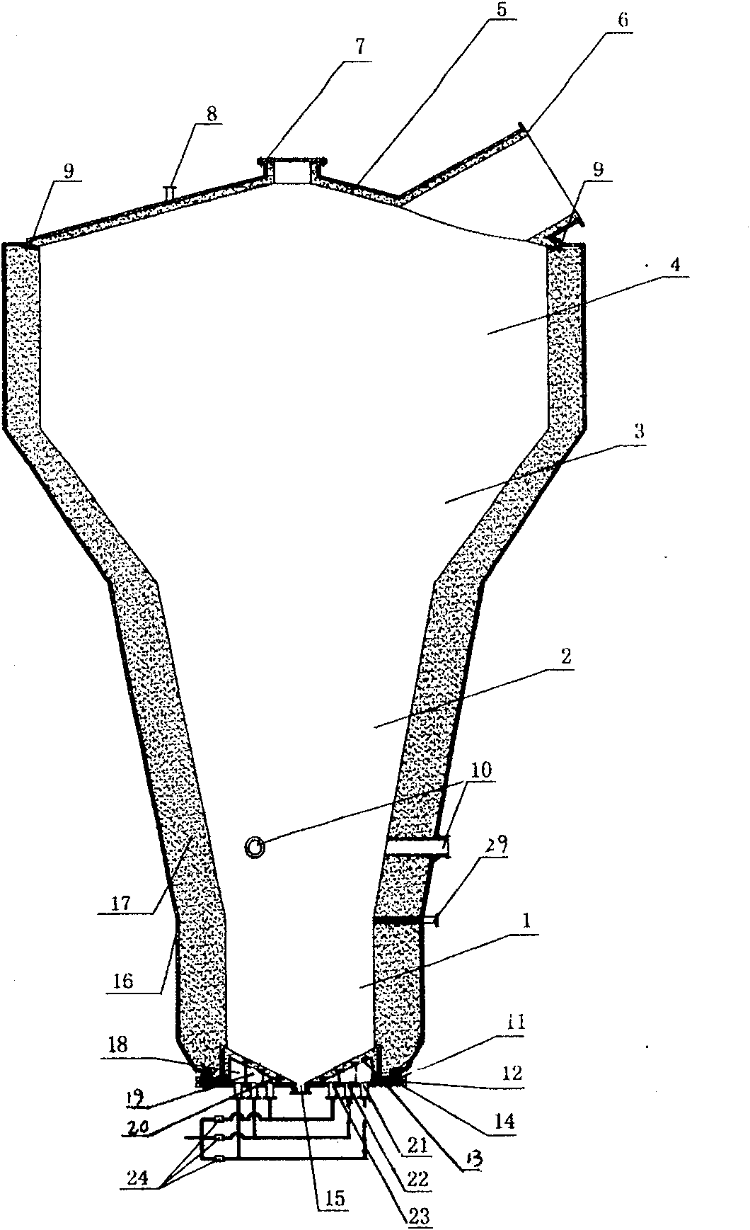 Multi-laminar flow cribriform-plate-free boiling chloridization furnace