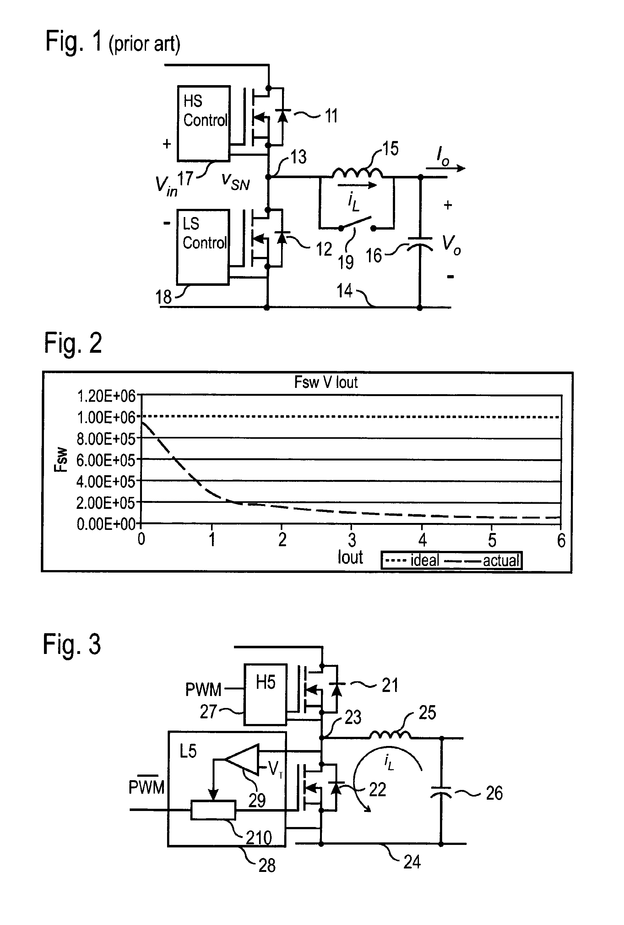 Buck converter with a stabilized switching frequency