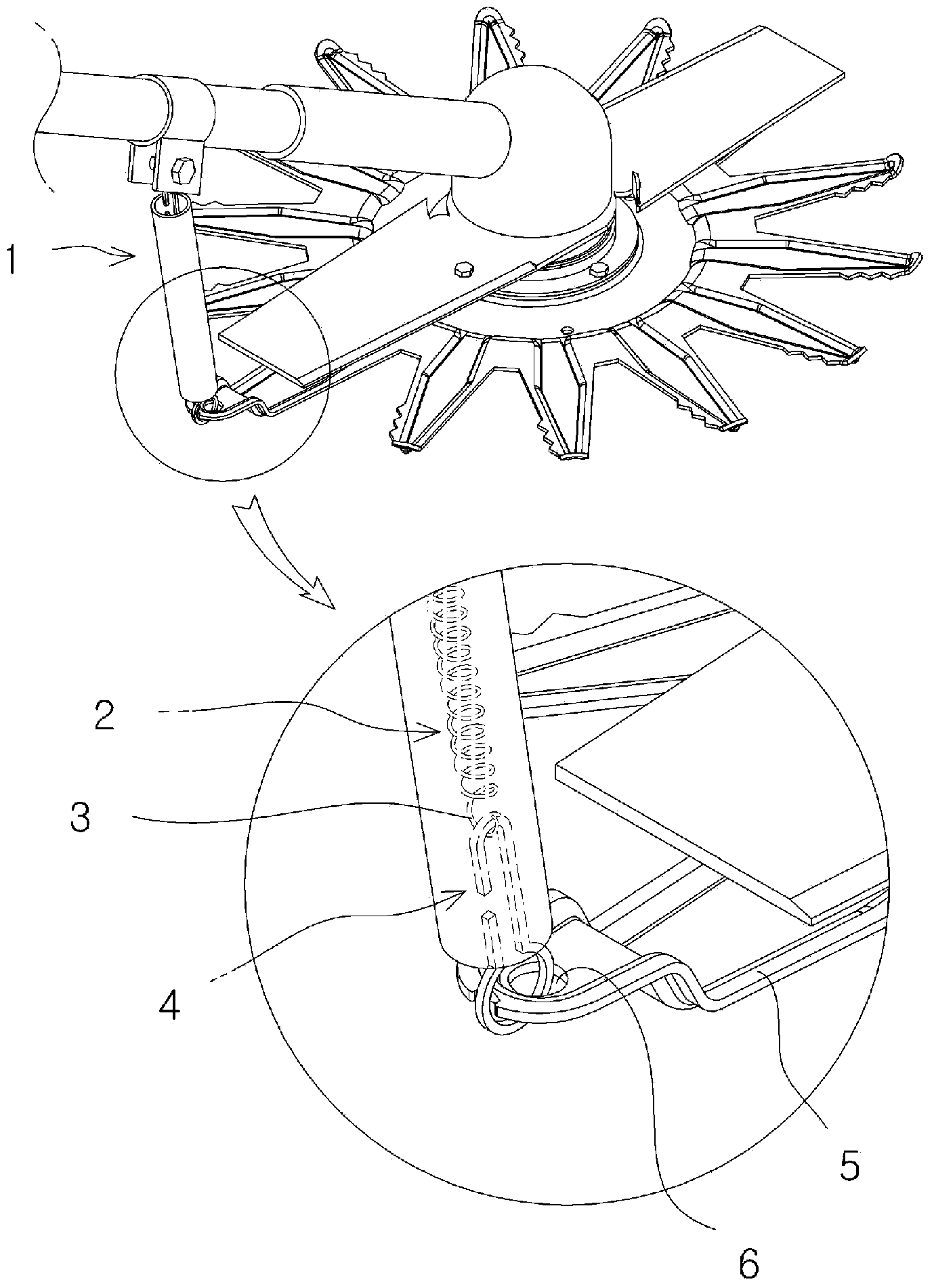 Shock absorption device of safety plate for shrub trimmer