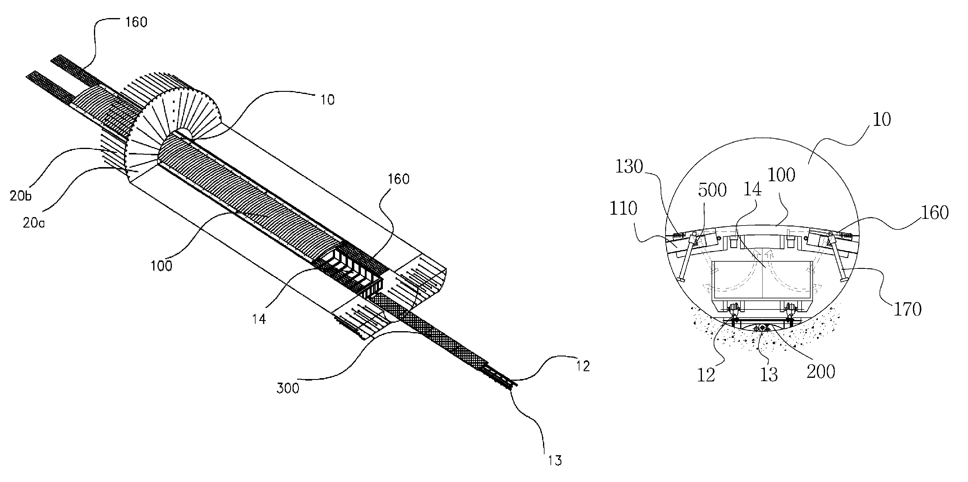 Method and related devices for carrying out TBM excavation and expansion blasting using a blast protector and a cart