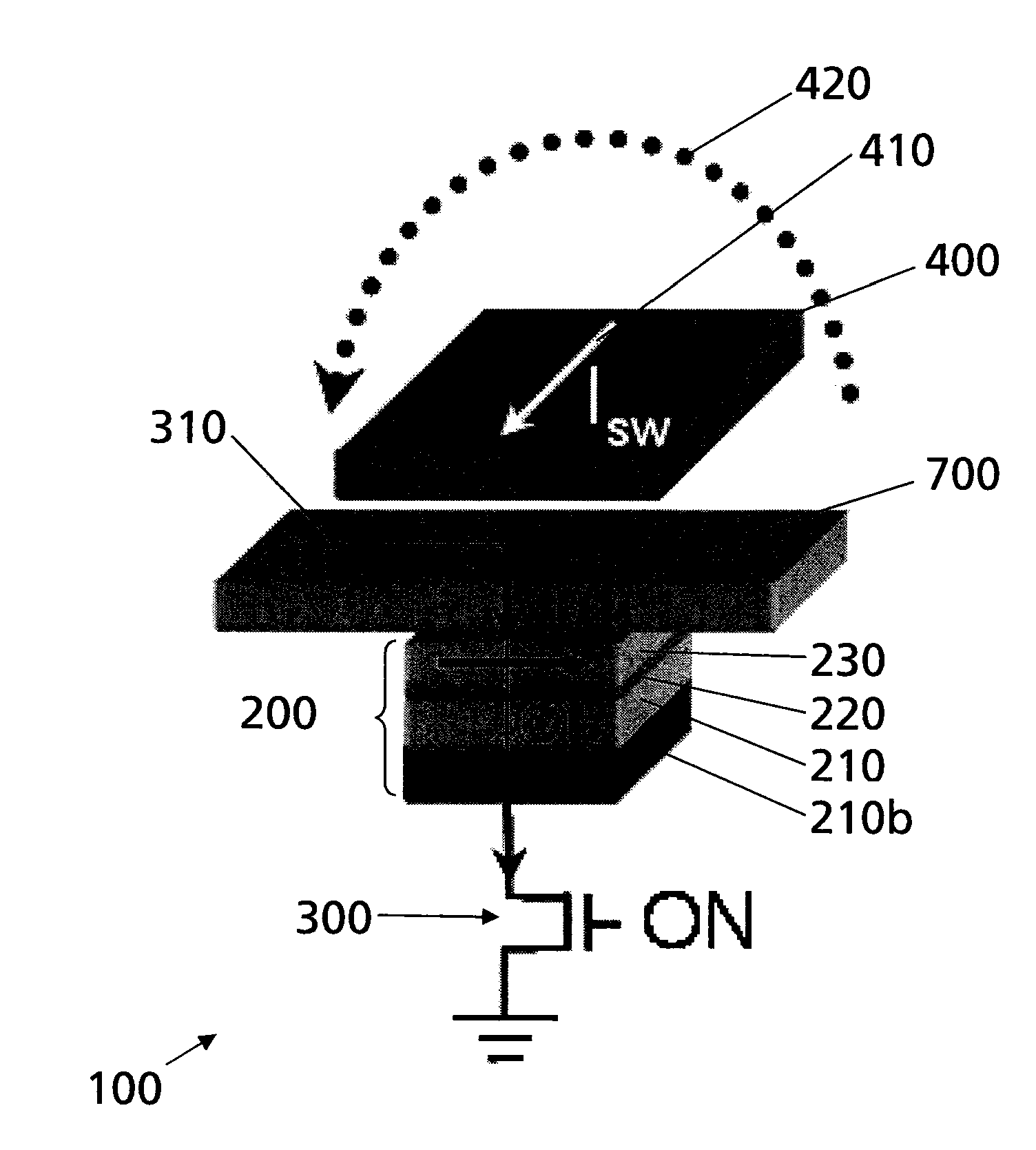 Magnetic memory with a thermally assisted writing procedure and reduced writing field