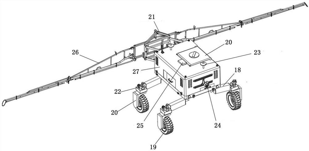 Wheeled farmland management robot with flexible profiling chassis and profiling control method