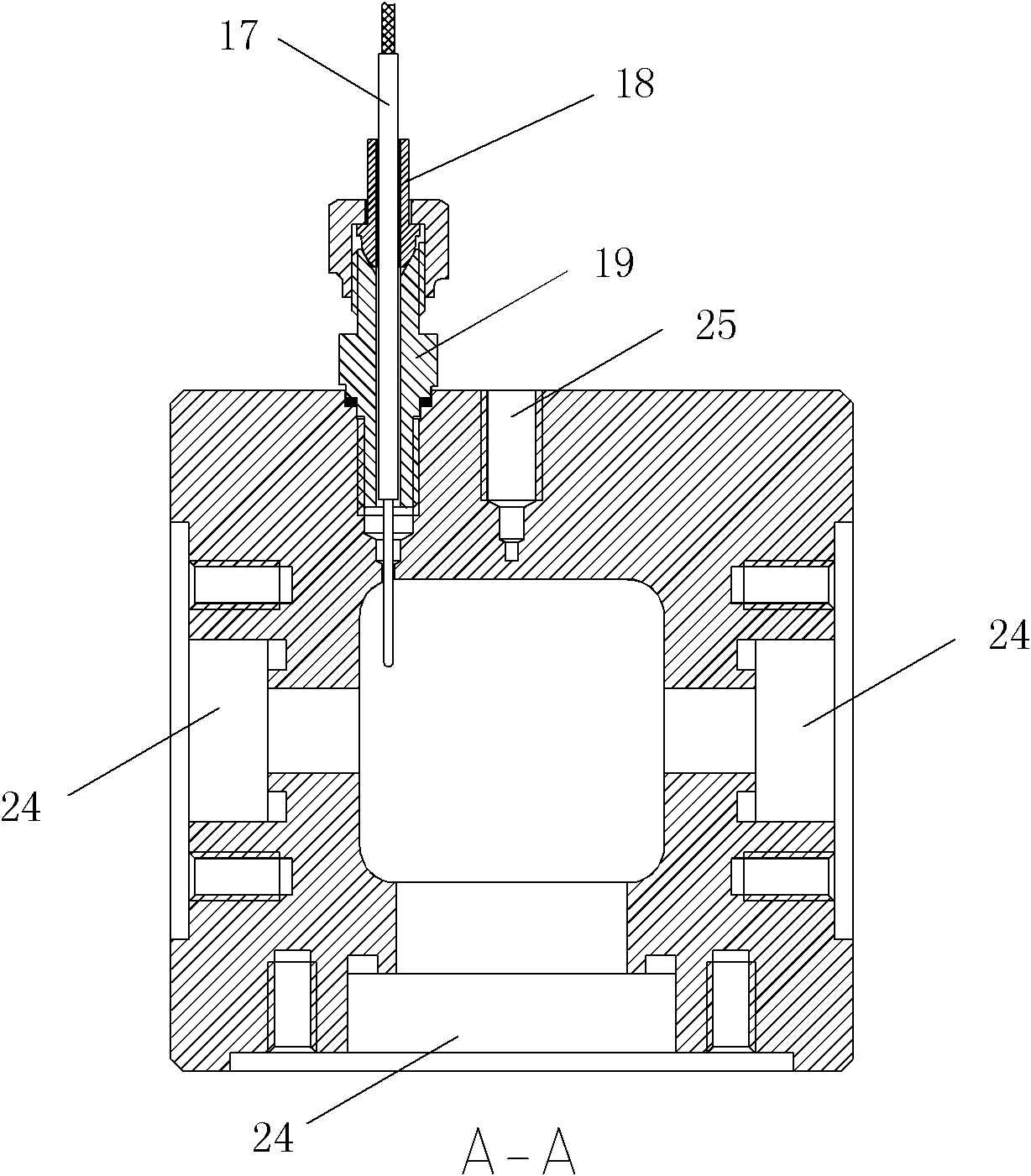 Transparent combustion chamber with square interior passage