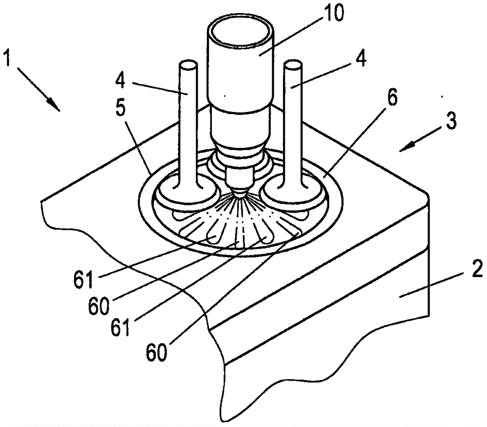 Combustion gas feeding and ignition device for a gas engine