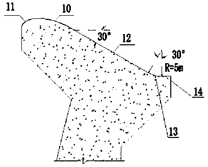 Arrangement structure of overflow surface holes of arch dam