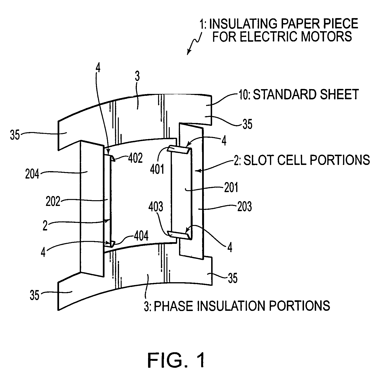 Insulating paper piece for electric motors and electric motor