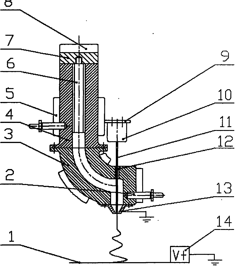 Device for promoting electrostatic spinning of high-viscosity polymer melt by using rod-climbing effect