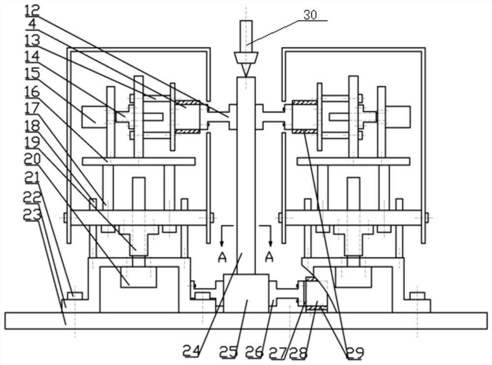 Online reduction method and device for additive composite manufacturing stress based on symmetric high-frequency vibration