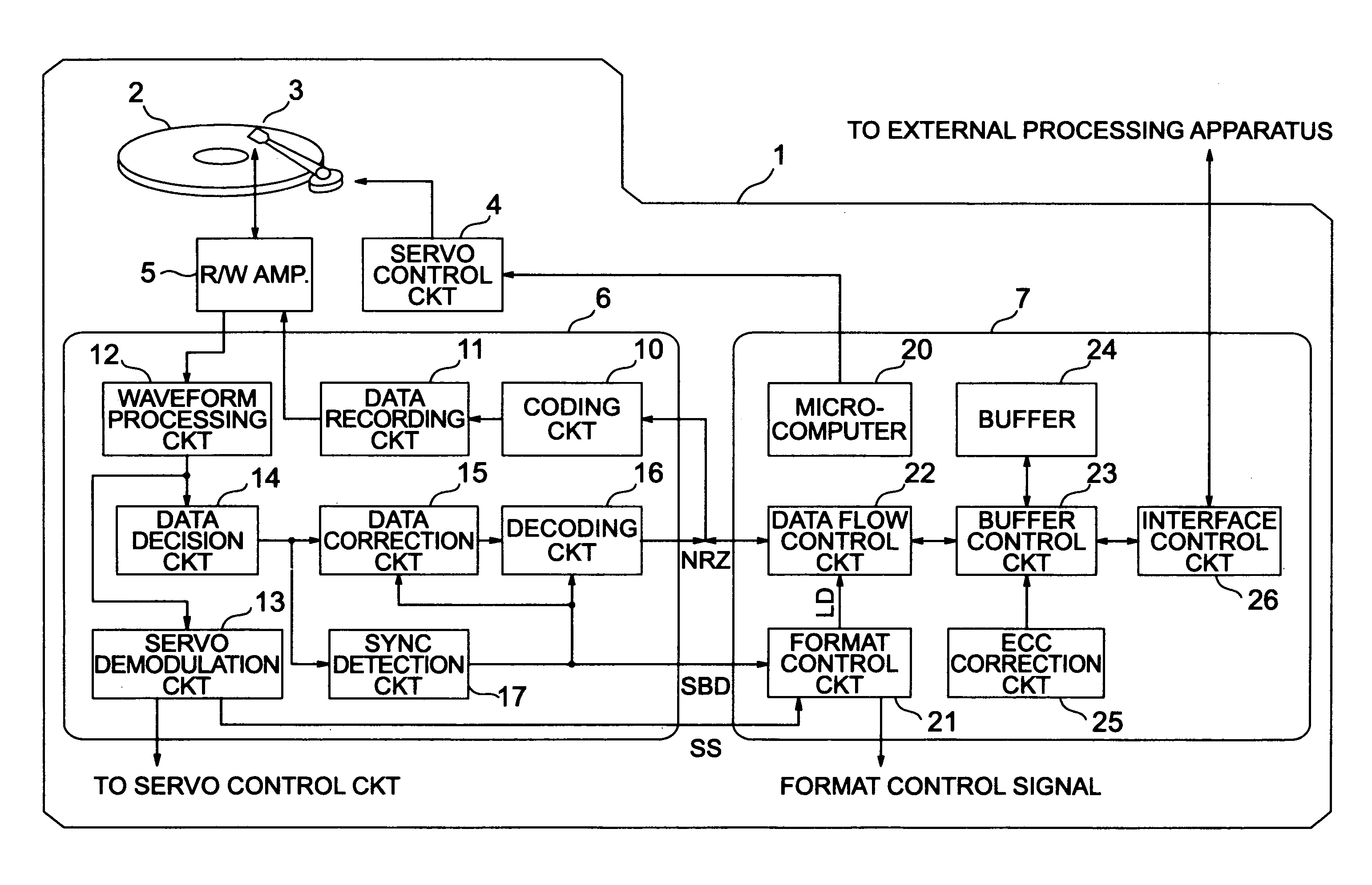 Data reproducing apparatus for improving data recording efficiency