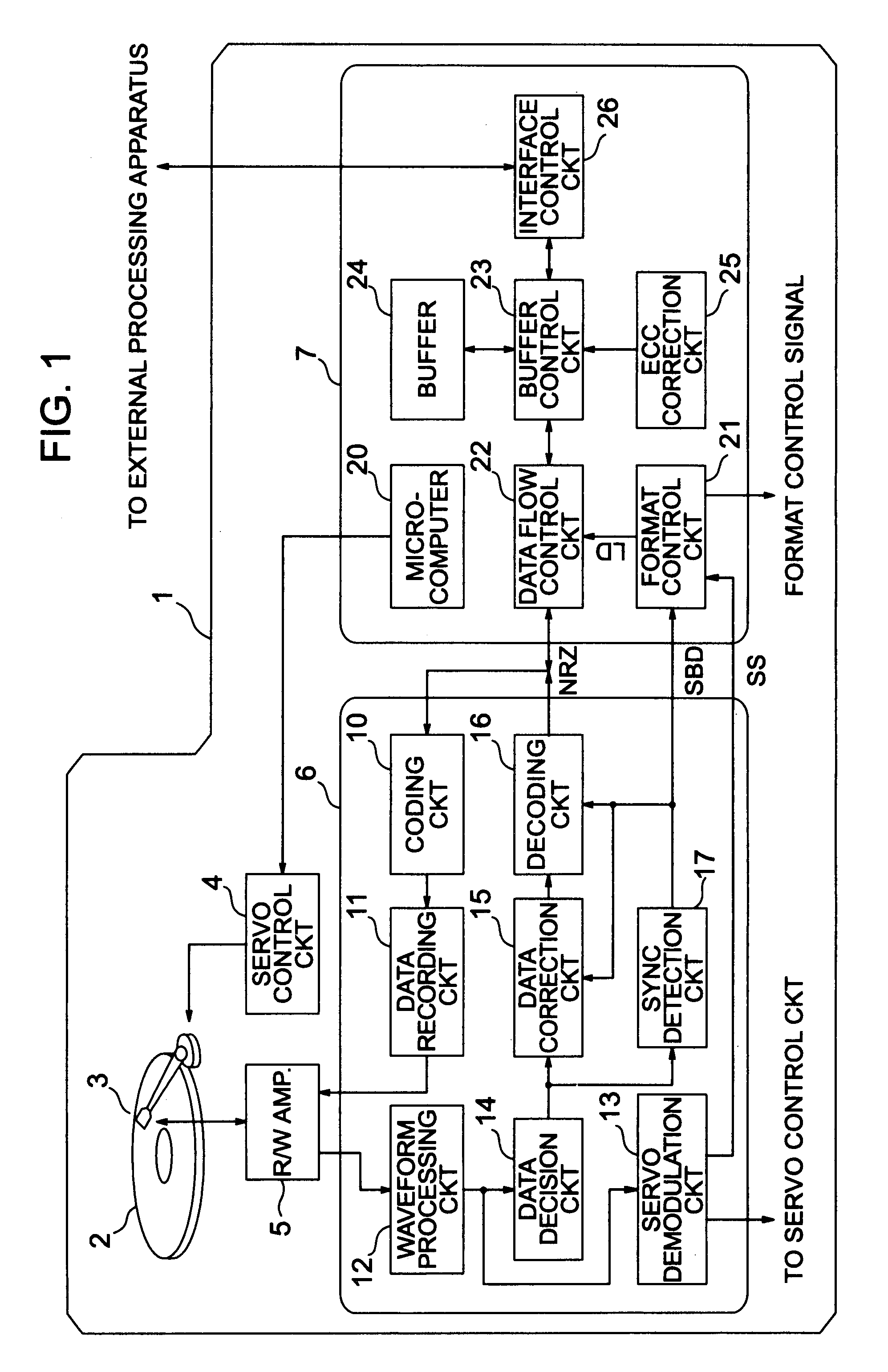 Data reproducing apparatus for improving data recording efficiency