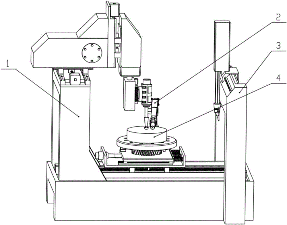 Five-axis three-dimensional ultrasonic polishing machine tool for optical curved surface machining and use method of five-axis three-dimensional ultrasonic polishing machine tool