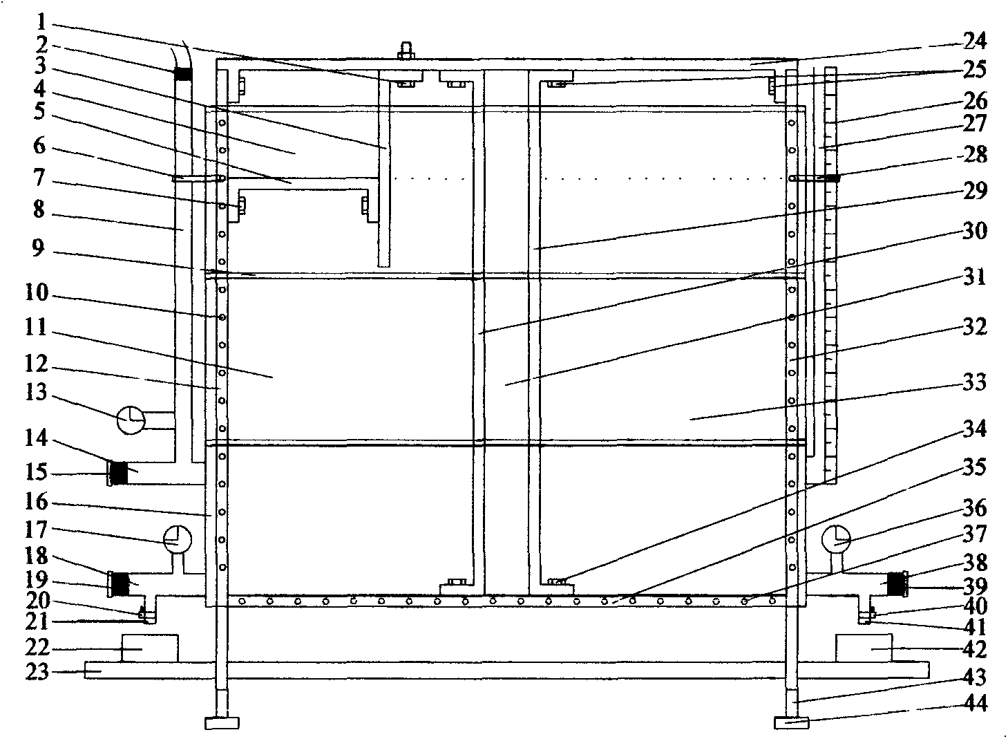 Three-dimensional similar simulation experimental device for groundwater pollution treatment and repair