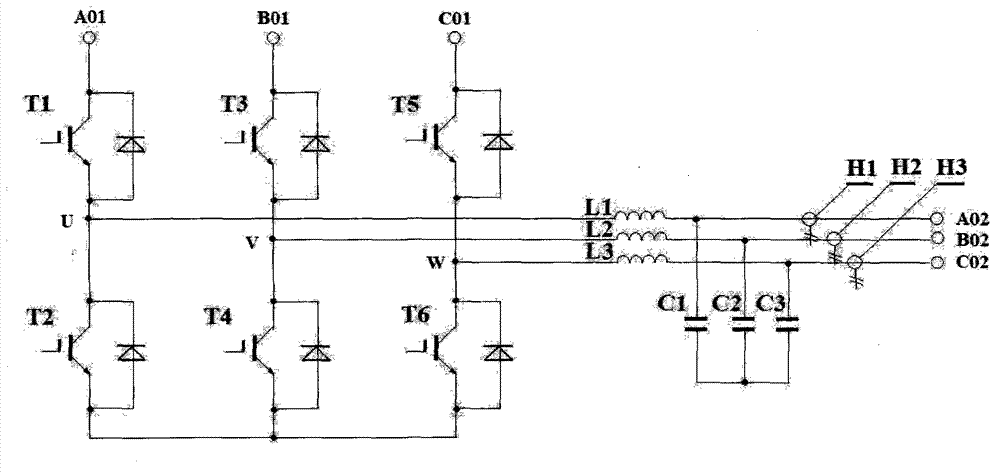 Three-phase short-circuit failure restrictor based on IGBT (Insulated Gate Bipolar Translator)