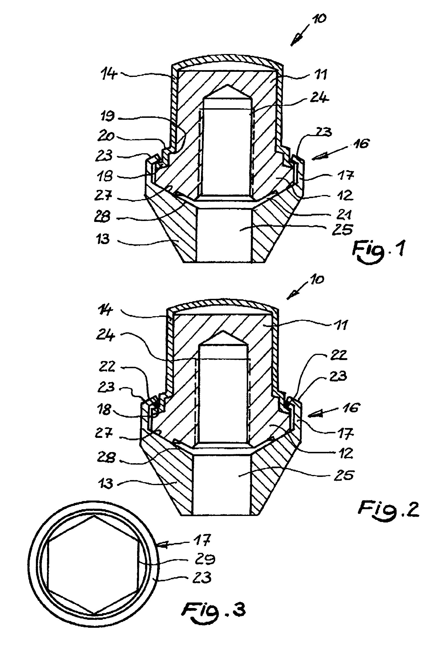 Wheel nut and fastening element