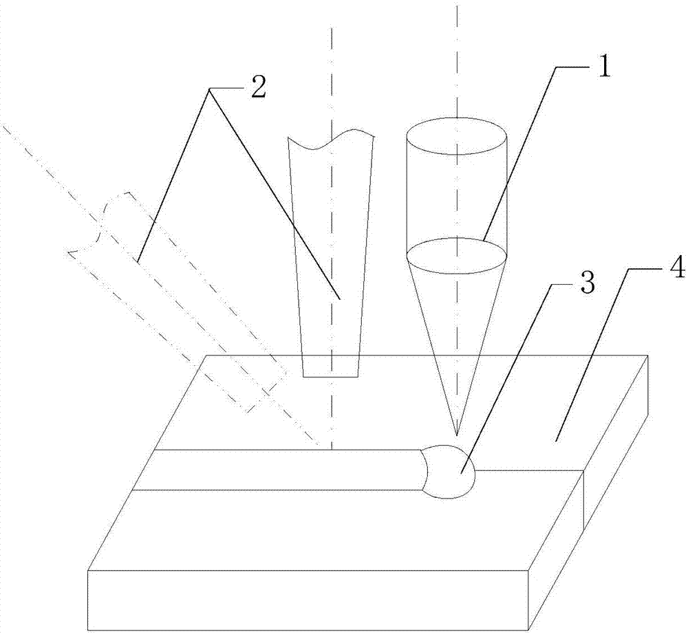 Metal double-laser-beam impact forging low-stress welding device and method
