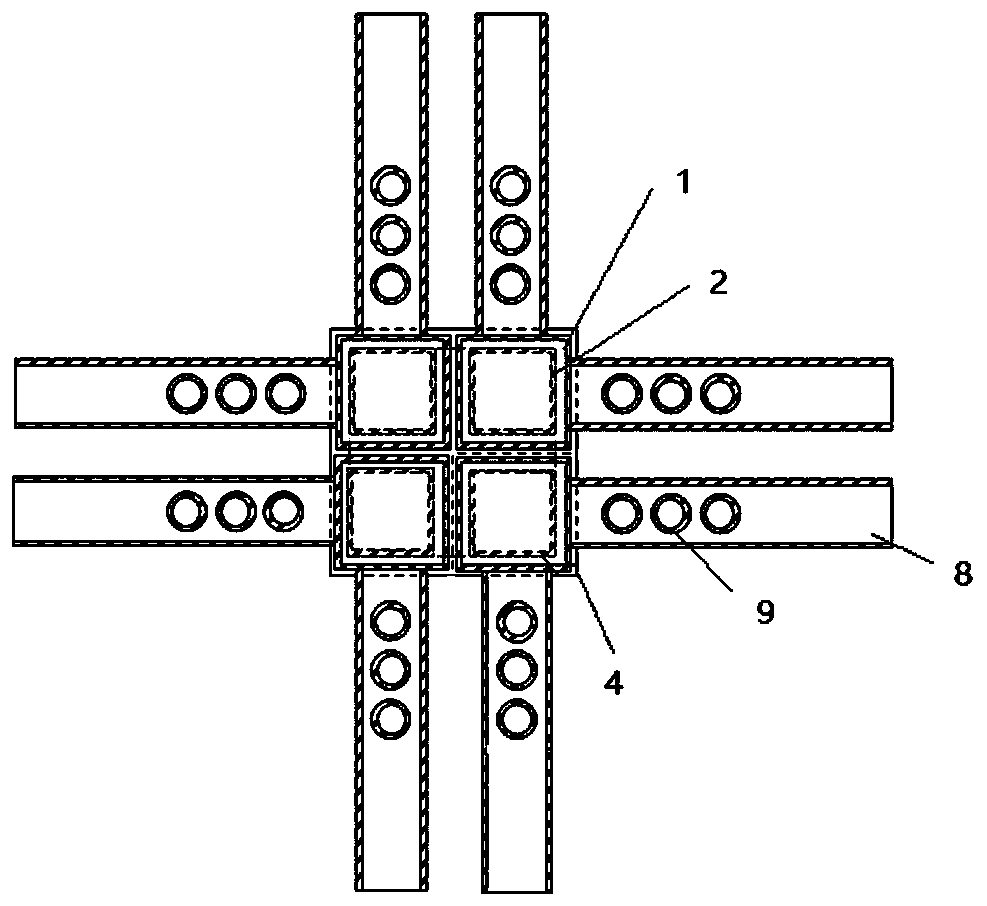 Connection structure for beam column nodes of module-assembly-type building