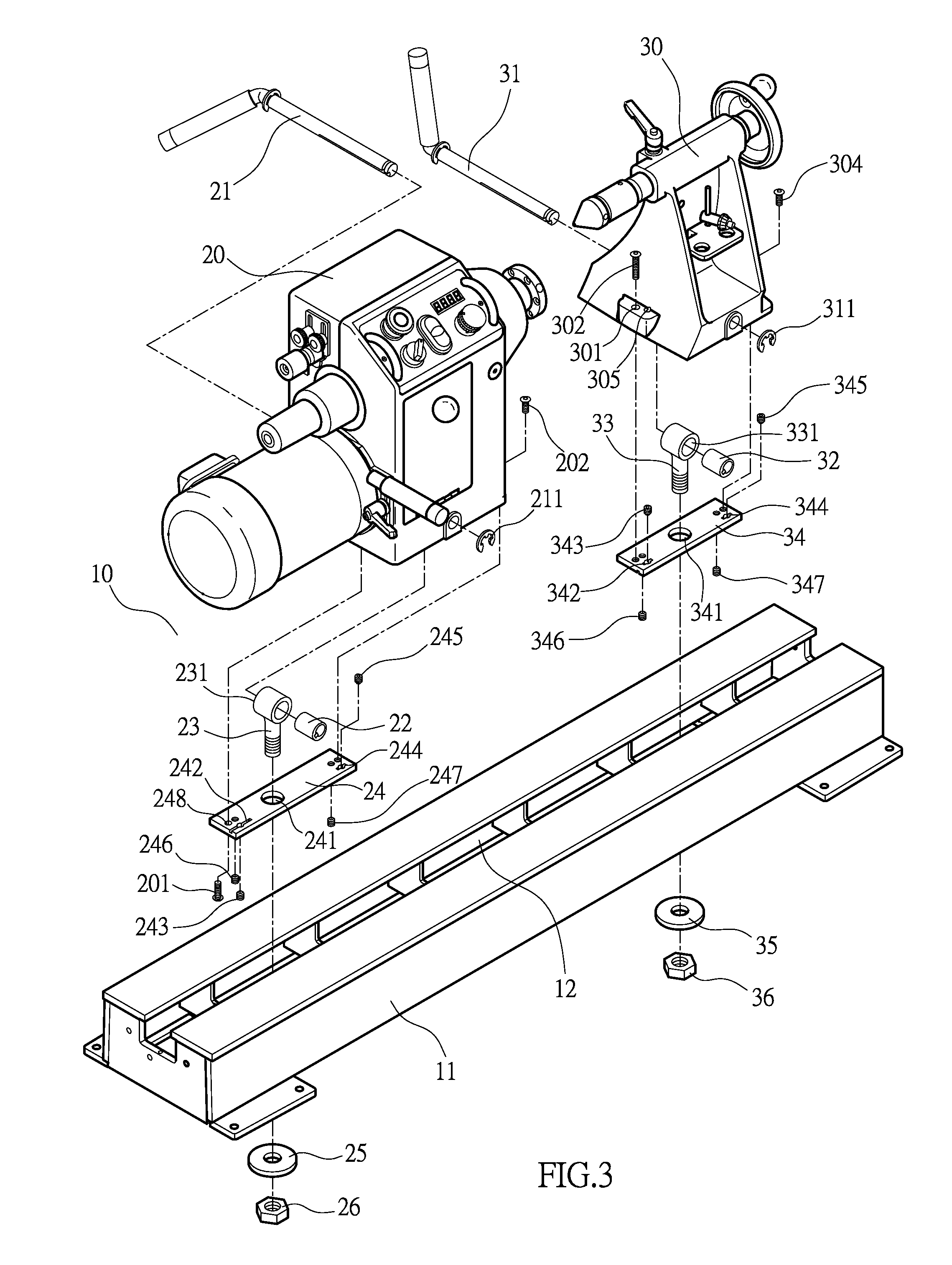Woodworking Lathe Adjustment Structure