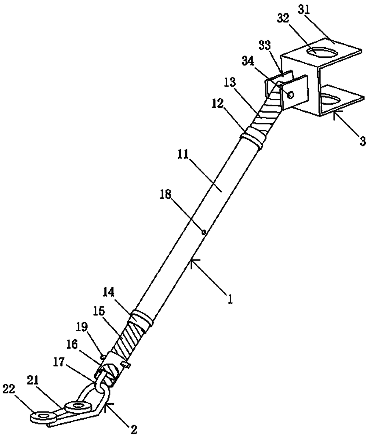 Diagonal bracing and pulling device used for supporting of cast-in-place concrete wall formwork