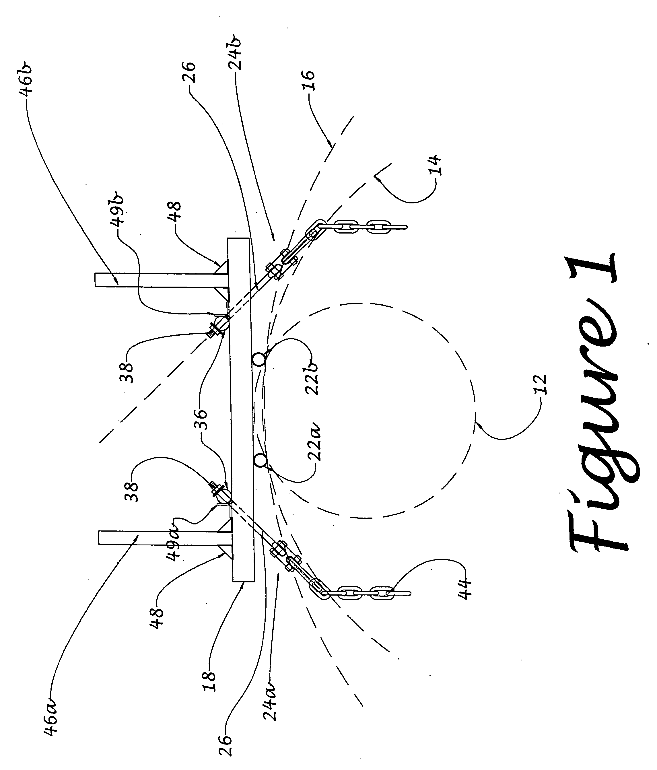 Clamp device for securement of scaffolding to large-girth structures
