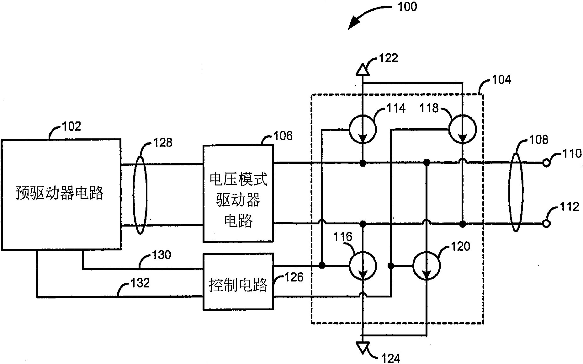 De-emphasis circuit for a voltage mode driver used to communicate via a differential communication link