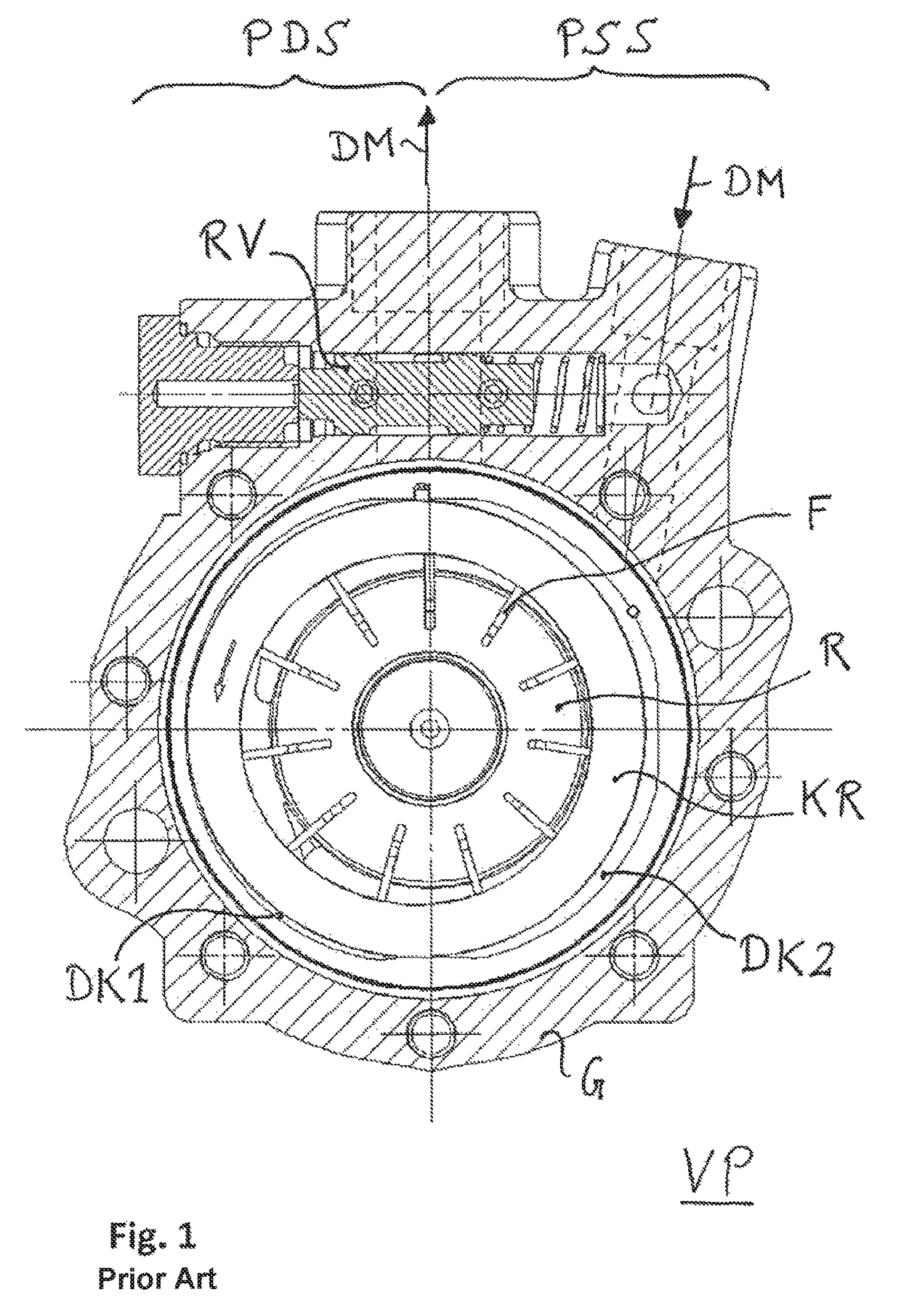 Vane pump with adjustable delivery volume