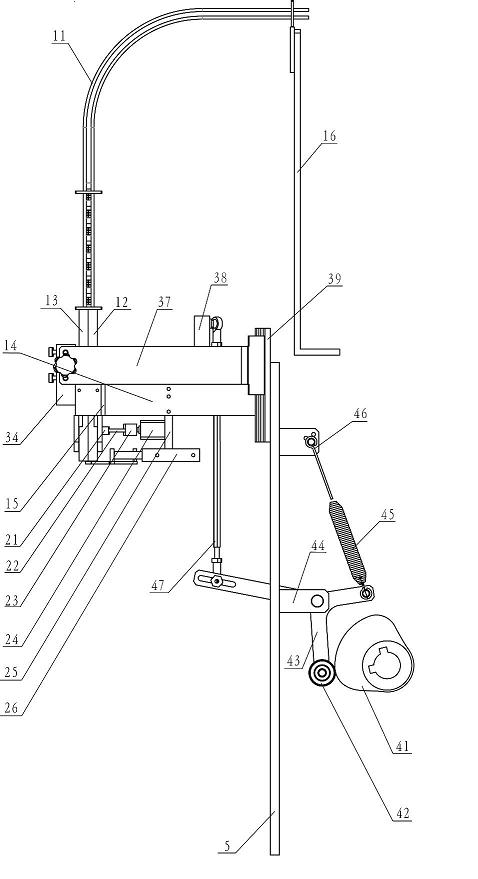 Working method and structure of packaging bag double-outlet nozzle adding device