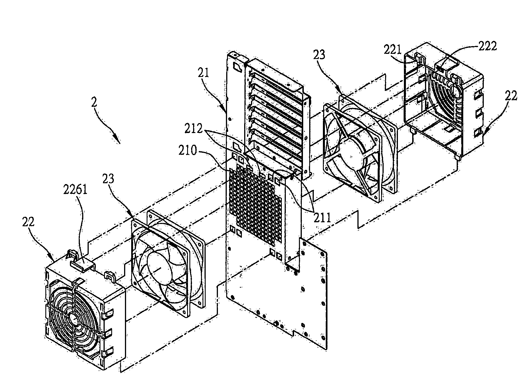 Assembly structure for securing heat-dissipating fan