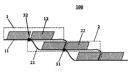 Stepped anti-puncture fabric with lap joint seam and preparation method thereof