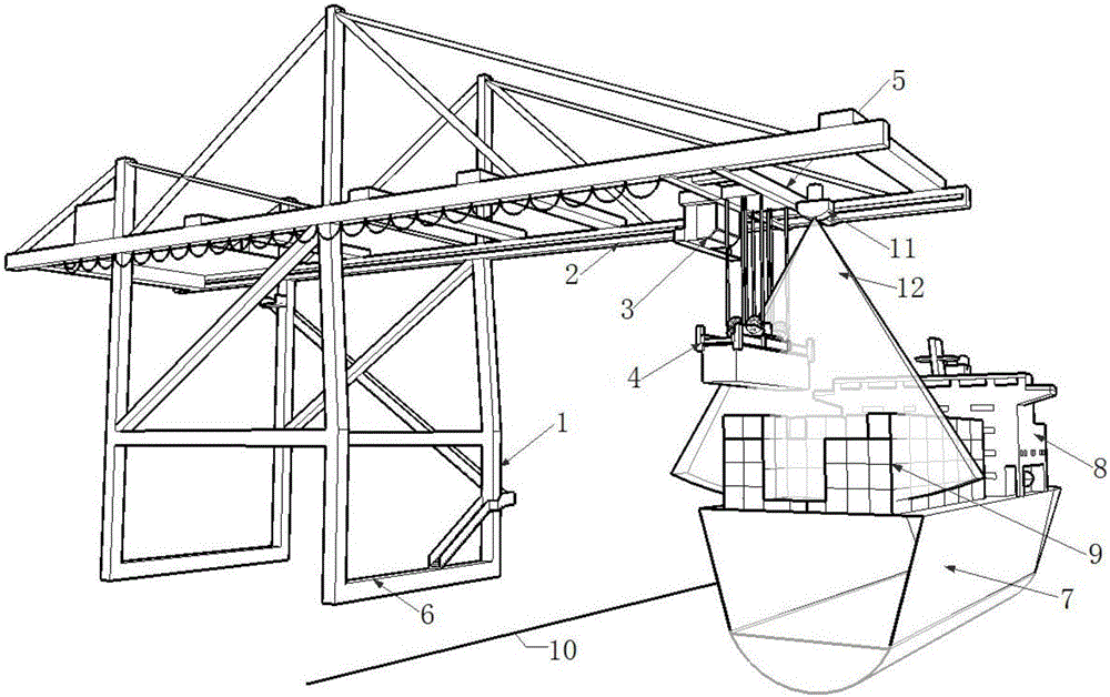 System for profile identification of ship under container terminal quay crane and anti-collision of lifting sling and method for profile identification of ship under container terminal quay crane