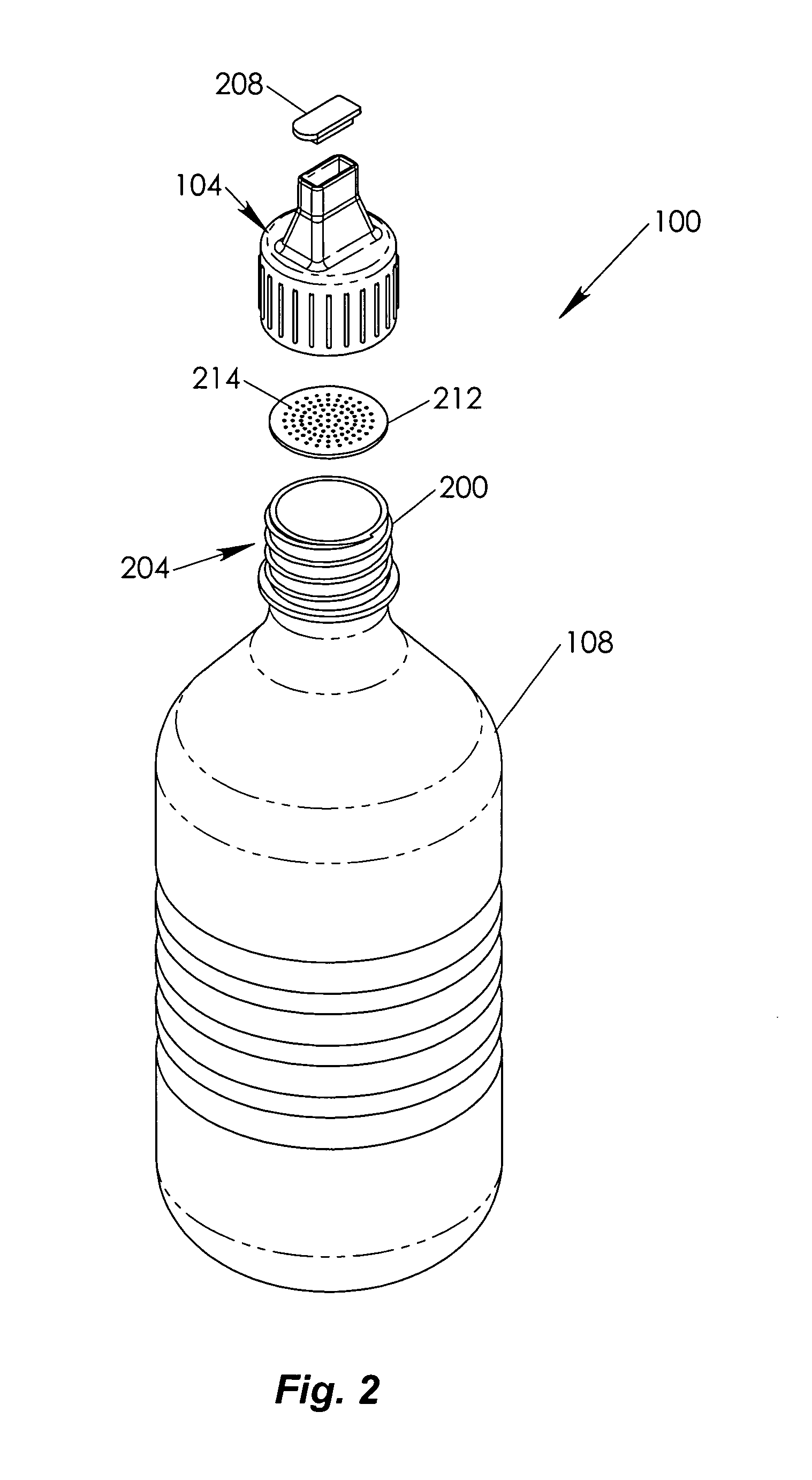 Fluid dispensing cap & bottle assembly