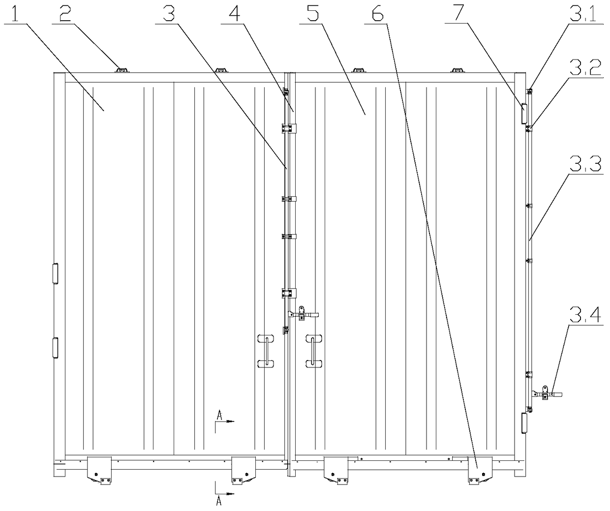 A truck door with container door locking device