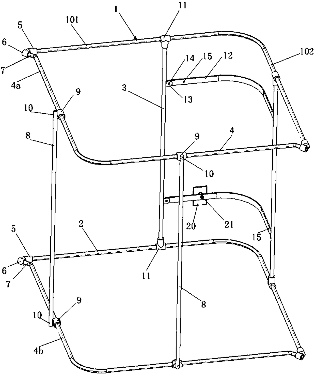 Corner turning-type folding bathtub applied to bathroom