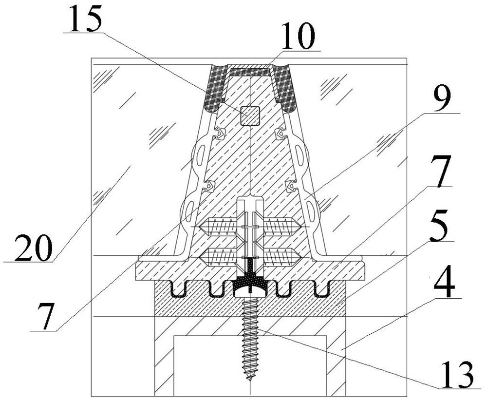 An outdoor square glass brick skylight and its construction method