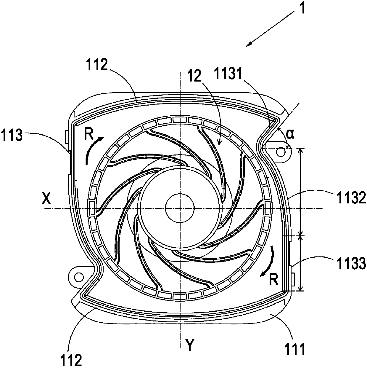 Centrifugal fan with impeller structure