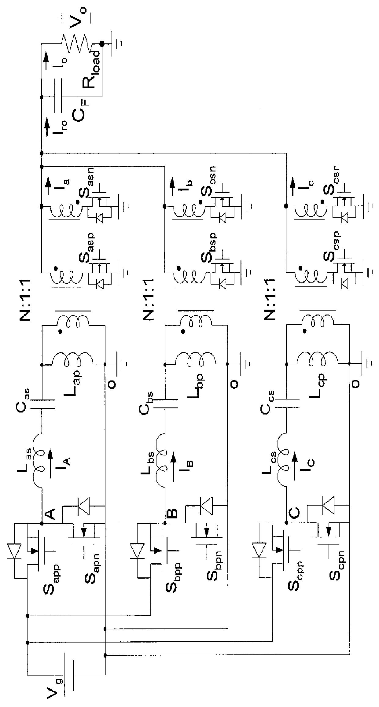 Multiphase resonant converter for DC-DC applications