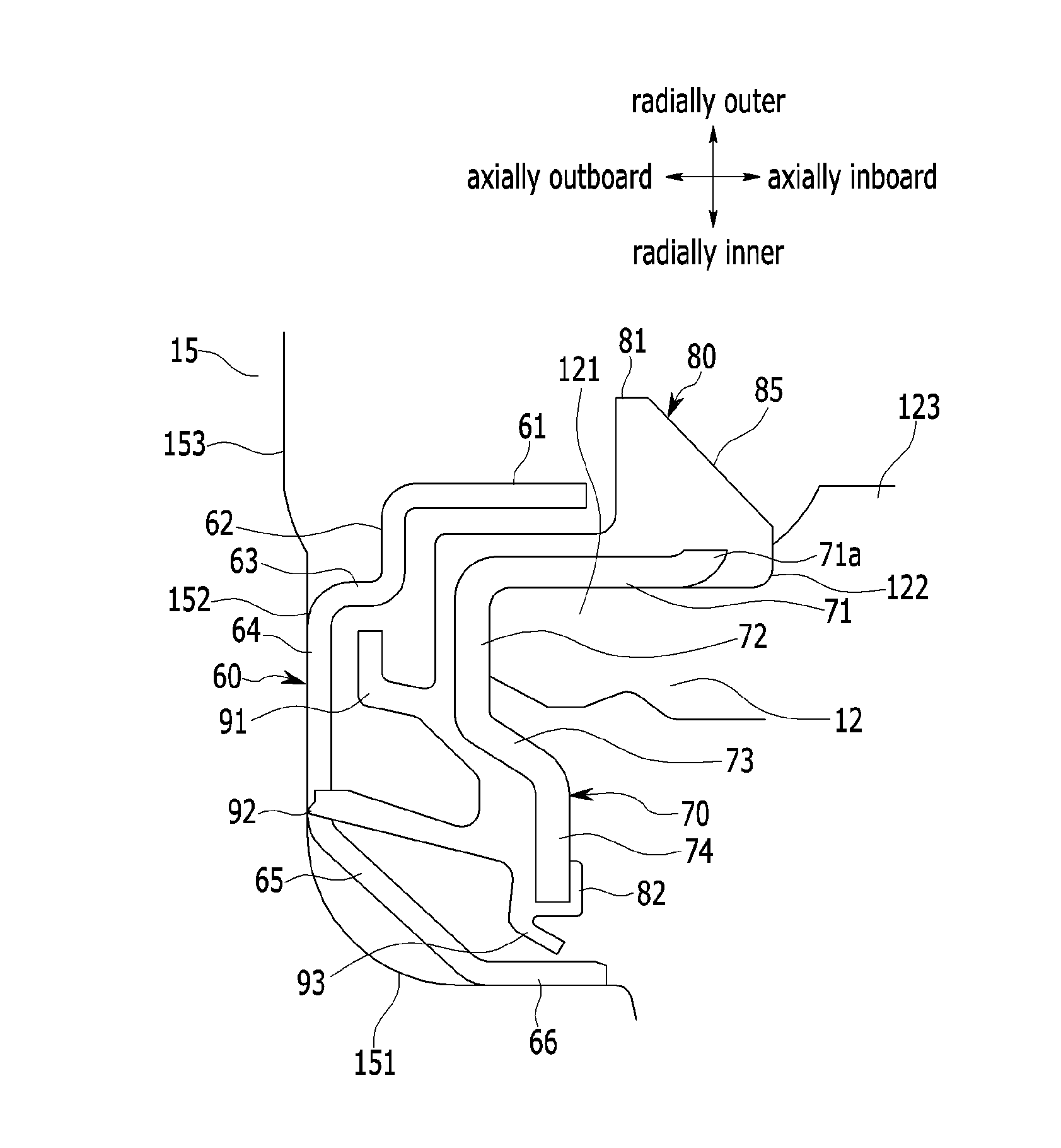 Sealing structure of wheel bearing for vehicle and wheel bearing provided with the same