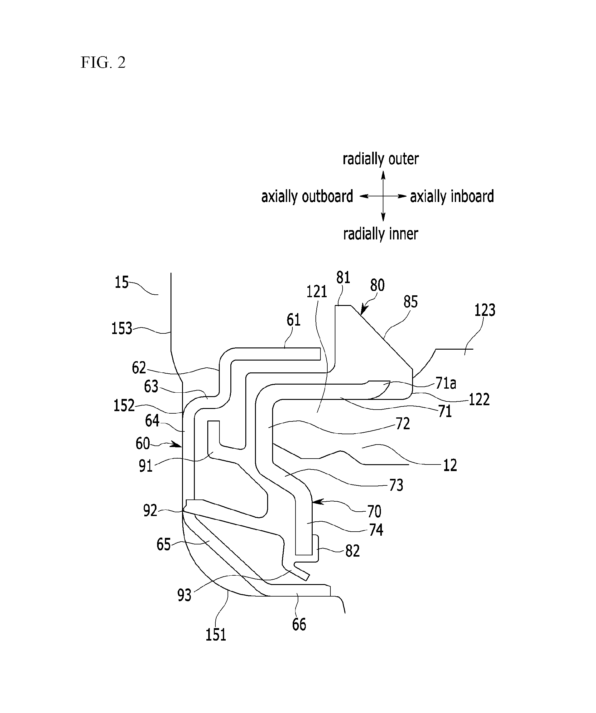 Sealing structure of wheel bearing for vehicle and wheel bearing provided with the same