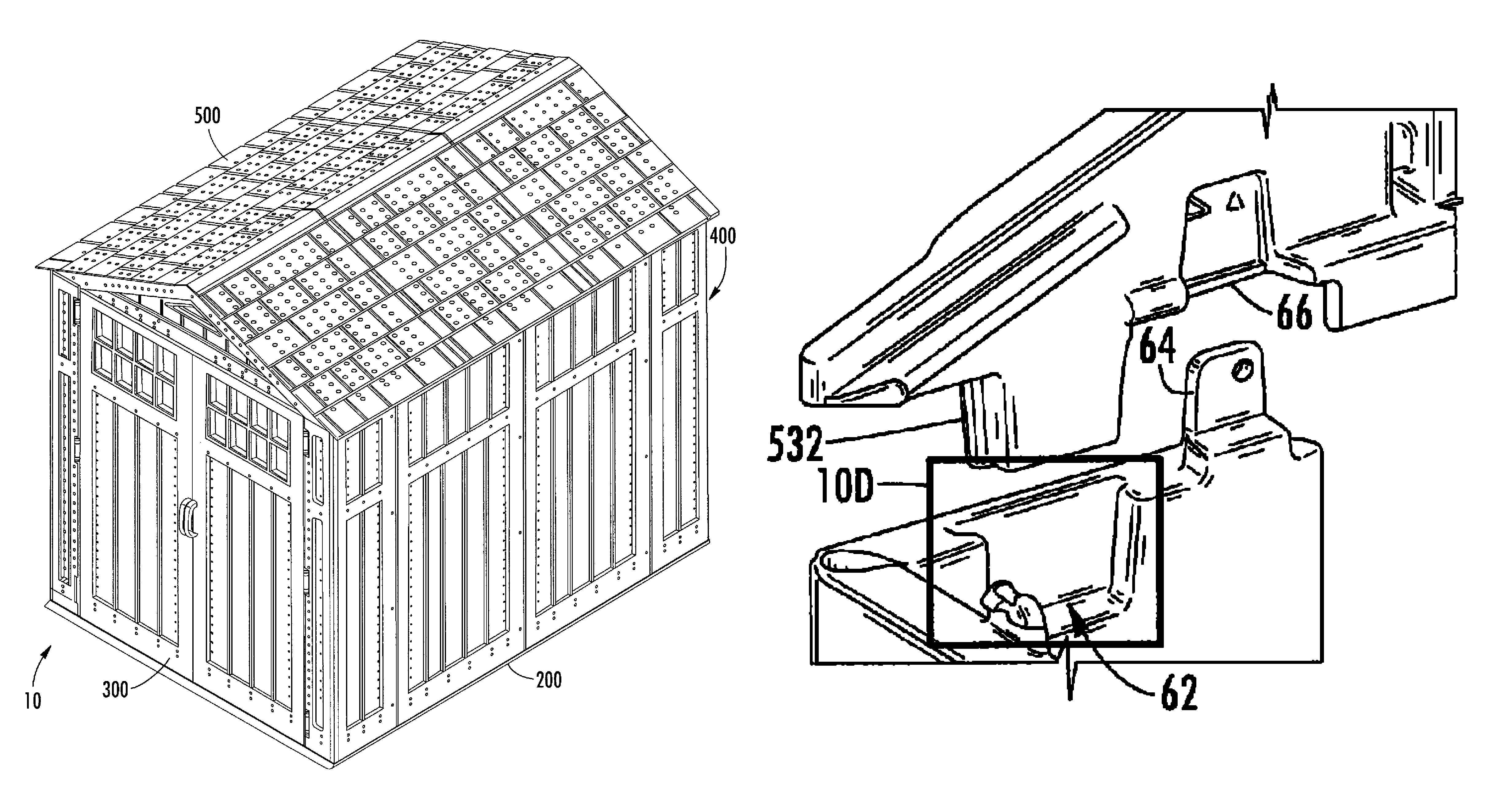 Modular blow molded shed