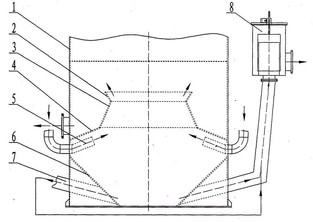 A large-diameter flotation column medium ore cyclone device and tailings cyclone discharge device