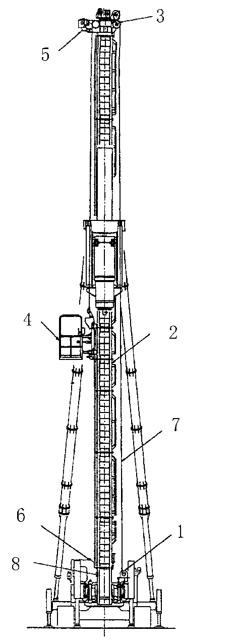 Pile frame lifting operation mechanism